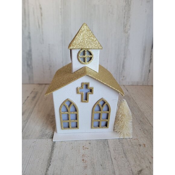 Glitter golden light up Church Xmas home decor figure religious - Picture 5 of 7